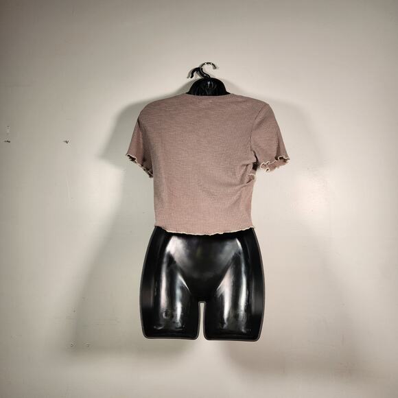 ALTAR'D STATE Ribbed Knit Crop Top Womens Medium Lt Brown Boho Fairy Gremlincore - Picture 4 of 9